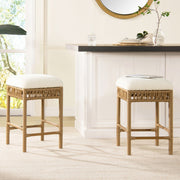 Lucia - Backless Upholstered Counter Stool With Frame - Ivory White - R&R Furniture Gallery (Fountain Valley, CA)