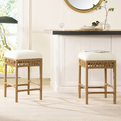 Lucia - Backless Upholstered Counter Stool With Frame - Ivory White - R&R Furniture Gallery (Fountain Valley, CA)