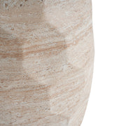 Beige travertine lightweight concrete side table by Noble House, suitable for indoor and outdoor use, featuring a sleek modern design.