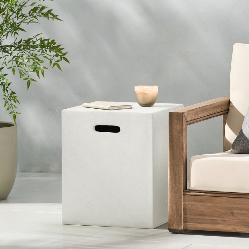 Modern Tank Holder Side Table With Smooth Concrete Surface - R&R Furniture Gallery (Fountain Valley, CA)