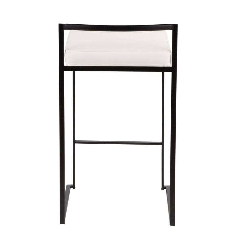 Lumi Source Fuji contemporary style stackable counter stool set with sleek design and wooden finish for modern kitchen or bar area