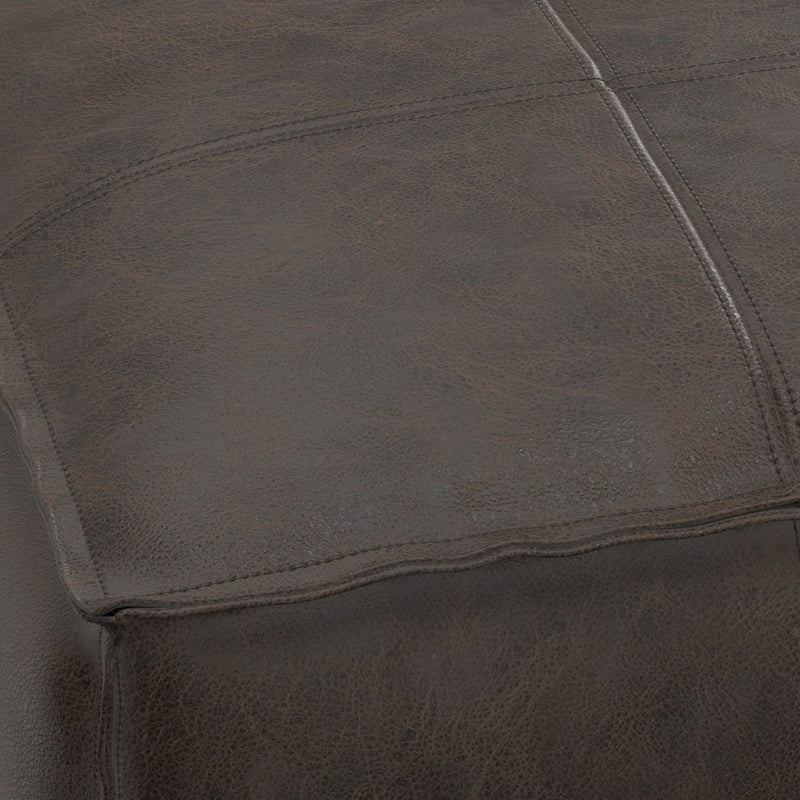 Sheffield - Square Pouf - Distressed Dark Brown - R&R Furniture Gallery (Fountain Valley, CA)