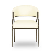 Tatum - Vegan Leather And 2-Tone Jacquard Dining Chair - Cream - R&R Furniture Gallery (Fountain Valley, CA)