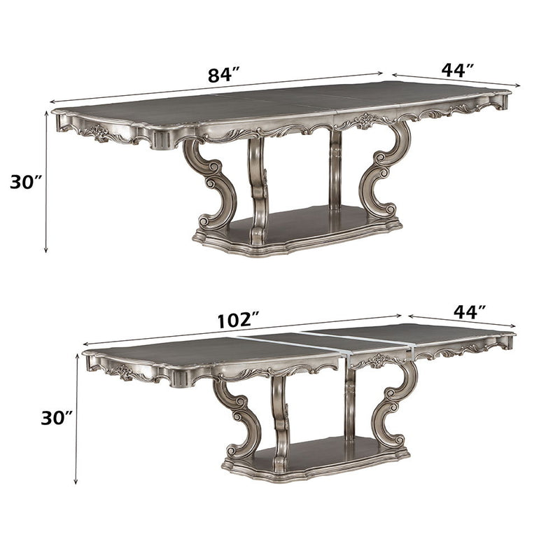 Ariadne - Dining Table With Pedestal - Antique Platinum - R&R Furniture Gallery (Fountain Valley, CA)
