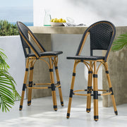 Outdoor Rattan And Aluminum French Barstools (Set of 2) - R&R Furniture Gallery (Fountain Valley, CA)