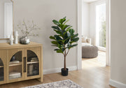 47" Tall, Artificial Plant, Fiddle Tree, Indoor, Fake, Floor, Greenery, Potted, Real Touch, Decorative - Green / Black - R&R Furniture Gallery (Fountain Valley, CA)