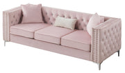 Glory Furniture Paige stationary sofa with plush fabric and modern design, featuring wide armrests and comfortable seating.