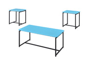 Set of three Lilola Home GT carbon fiber wrap coffee and end tables with sleek modern design and durable surfaces.