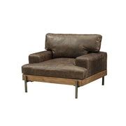 Silchester - Chair - Distress Chocolate Top Grain Leather & Oak - R&R Furniture Gallery (Fountain Valley, CA)