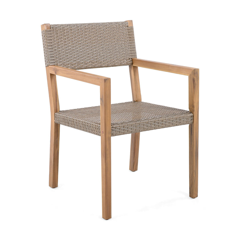 Outdoor Dining Chairs For Patios, Gardens (Set of 2) - Light Brown Multi / Light Teak - R&R Furniture Gallery (Fountain Valley, CA)