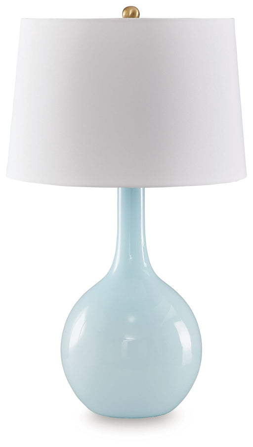 Rylanton - Glass Table Lamp - Aqua - R&R Furniture Gallery (Fountain Valley, CA)