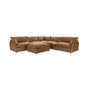 Classic Home Caplan 6-piece modular sectional with ottoman, 2-piece living room set, featuring plush cushions and modern design.