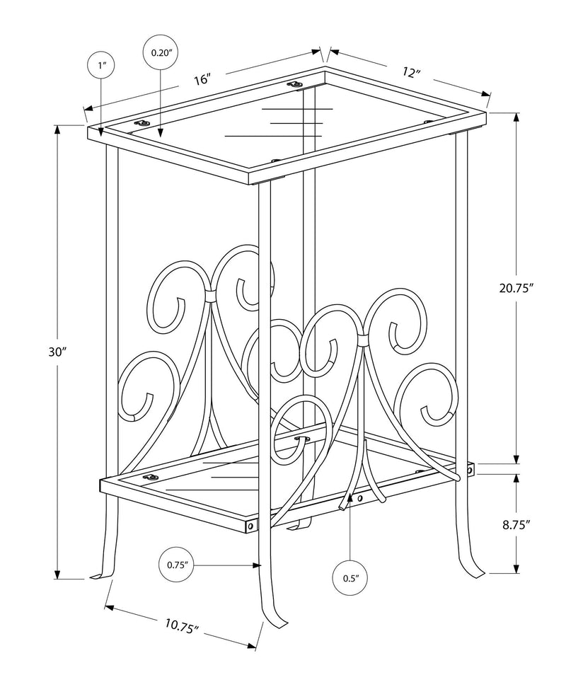 Accent Table, Side Tempered Glass, Transitional - Silver - R&R Furniture Gallery (Fountain Valley, CA)