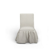 Gertrude striped linen side dining chair by TOV Furniture with wooden legs and upholstered seat, stylish and comfortable for dining rooms.