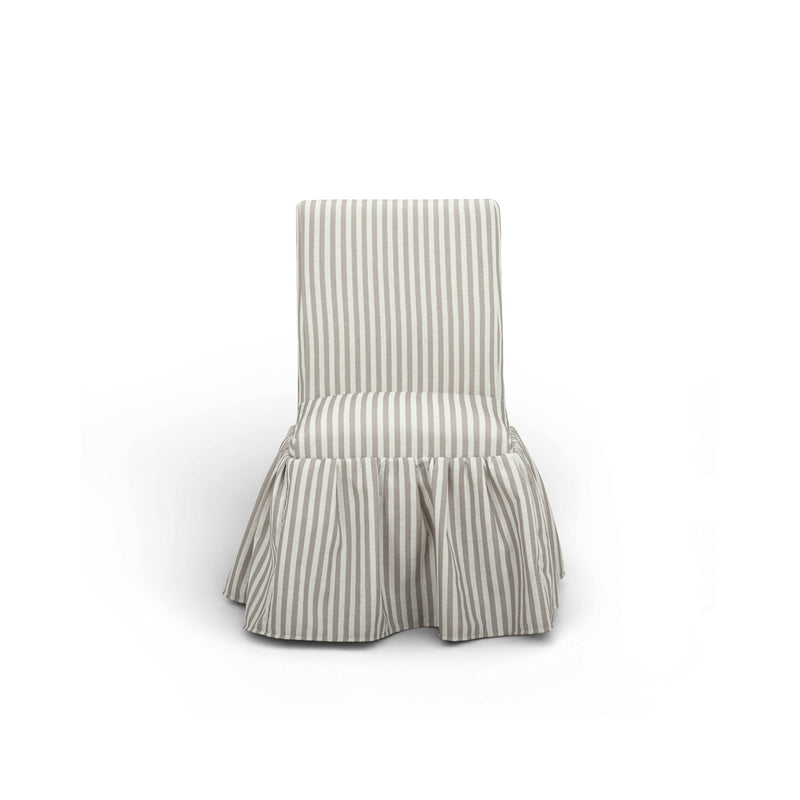 Gertrude striped linen side dining chair by TOV Furniture with wooden legs and upholstered seat, stylish and comfortable for dining rooms.
