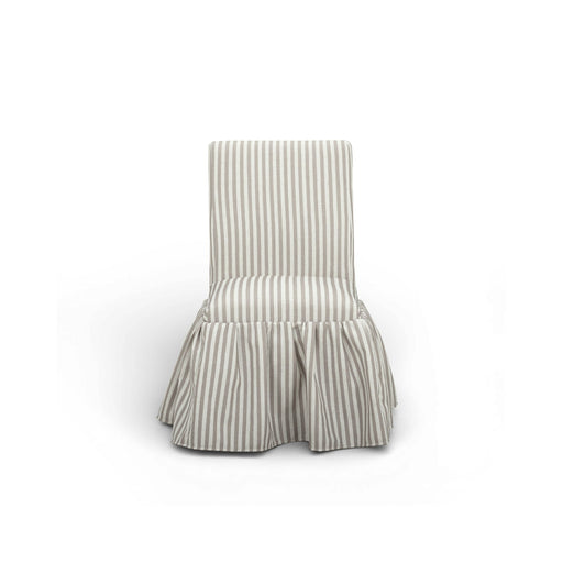 Gertrude striped linen side dining chair by TOV Furniture with wooden legs and upholstered seat, stylish and comfortable for dining rooms.