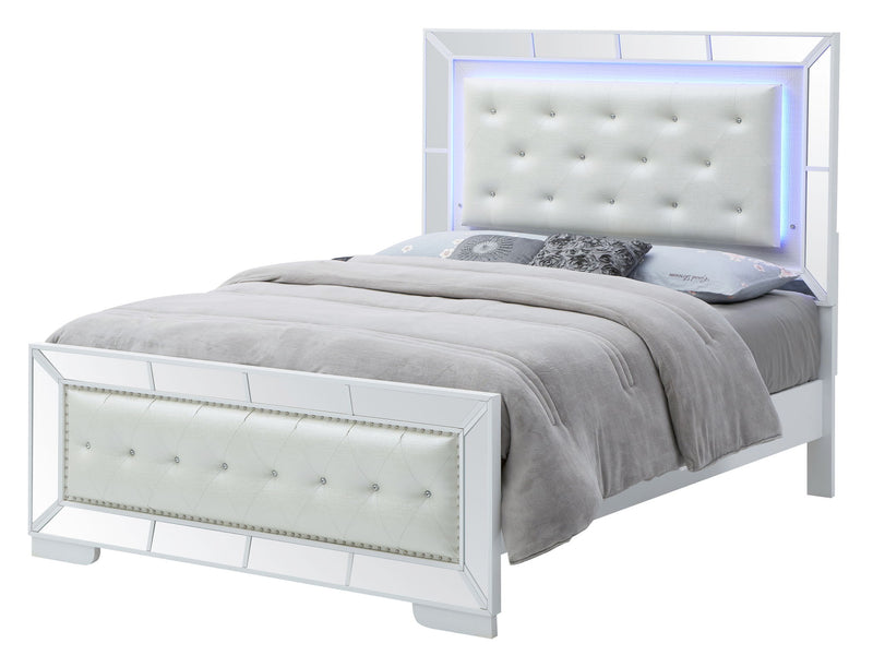 Modern contemporary panel bed by Glory Furniture featuring sleek design and clean lines, shown in a stylish bedroom setting.