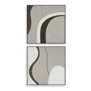 Joel - Modern Wood Wall Art (Set of 2) - Brown / Gray