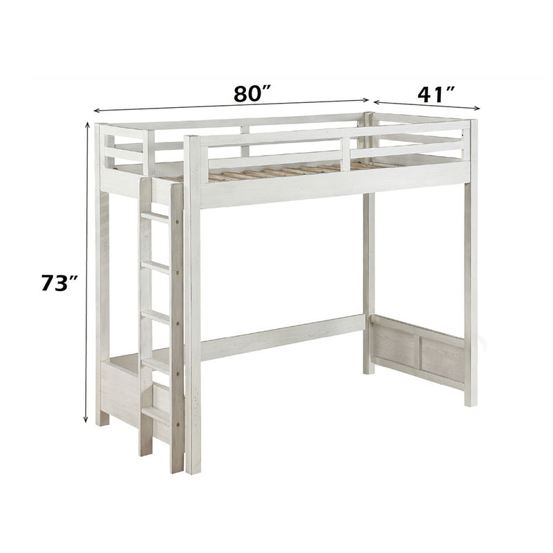 Celerina - Twin Loft Bed - Weathered White