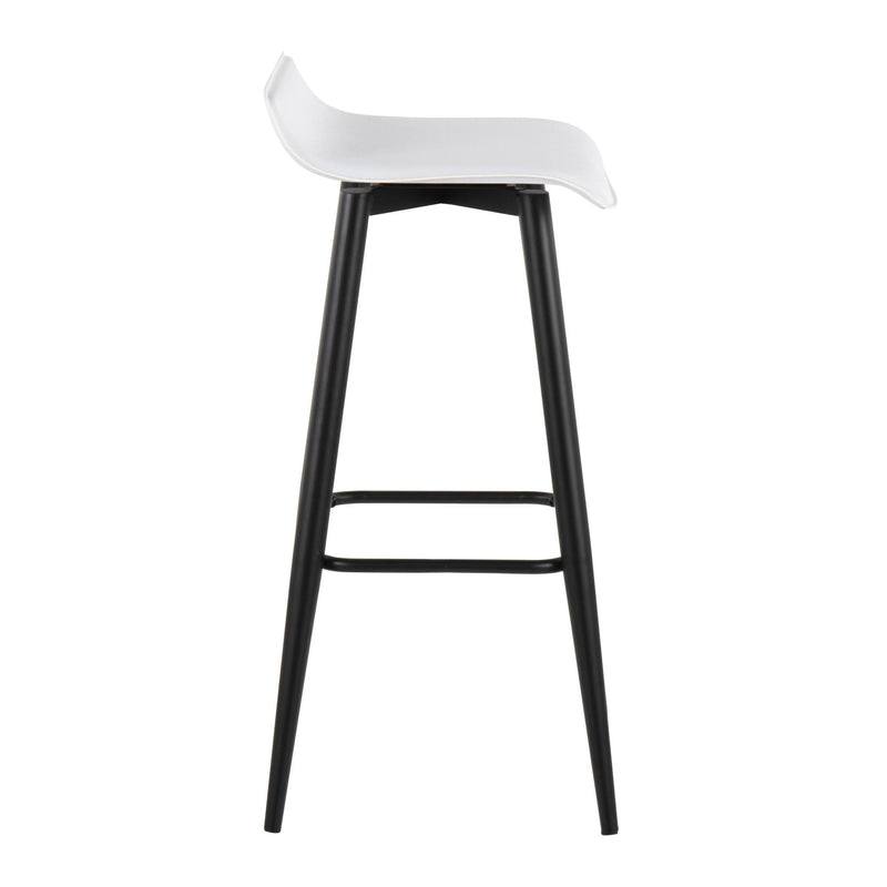 Lumi Source Ale contemporary fixed height bar stool set of 2 with sleek design and modern black finish, ideal for kitchen or bar area.