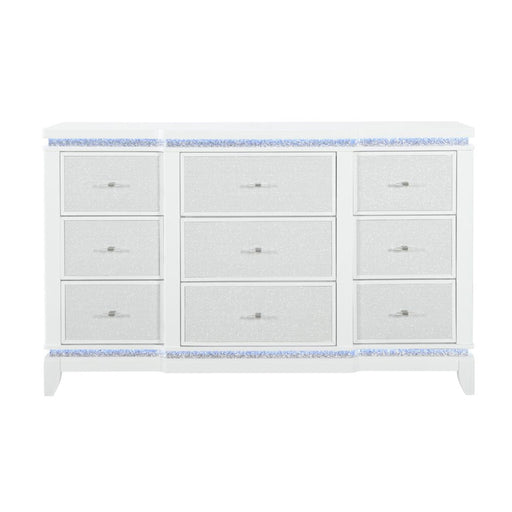 Adalid - Dresser With LED Light And Glittered Drawer Fronts - White - R&R Furniture Gallery (Fountain Valley, CA)