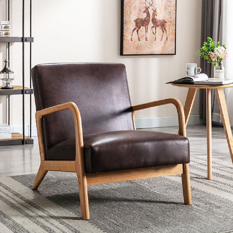 Open Framed Armchair With Cushioning Brown - Dark Brown - R&R Furniture Gallery (Fountain Valley, CA)