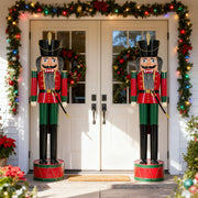 Noble House classic nutcracker holiday decor in green and red, featuring a traditional Christmas figure with detailed paintwork.