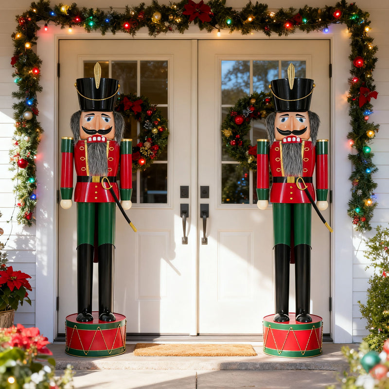 Noble House classic nutcracker holiday decor in green and red, featuring a traditional Christmas figure with detailed paintwork.