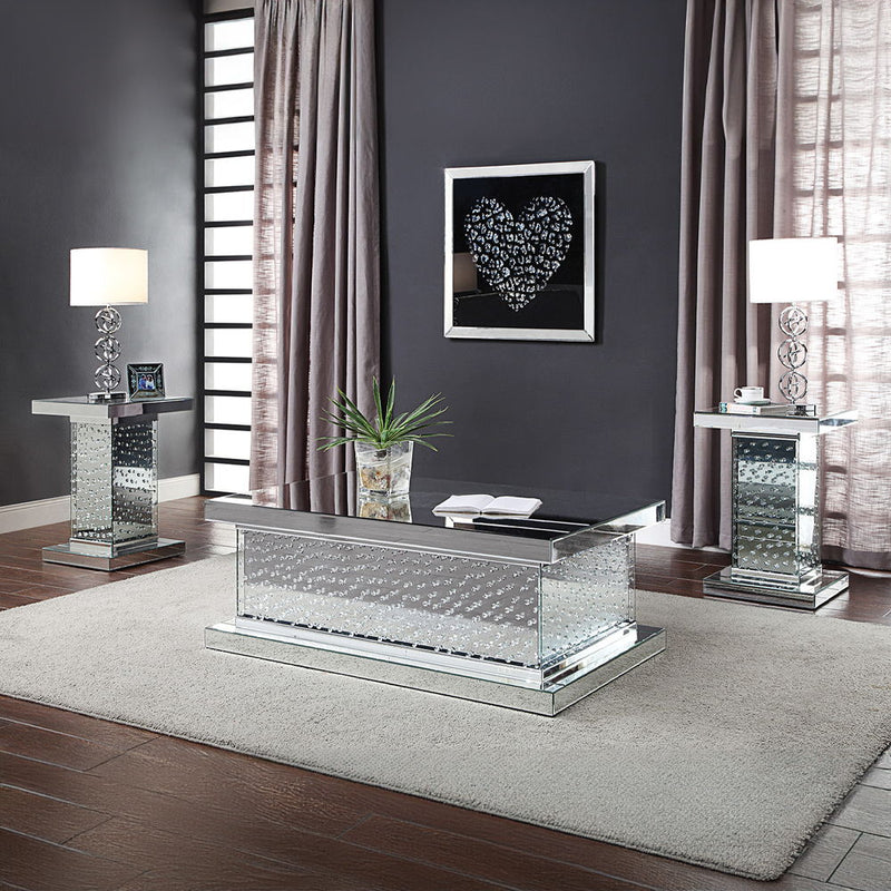 Nysa - 26" End Table - Mirrored & Faux Crystals - R&R Furniture Gallery (Fountain Valley, CA)