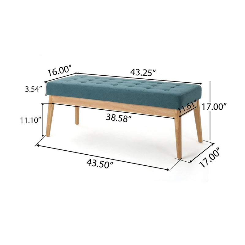 Vibratory - Button Tufted Upholstered Ottoman With Splayed Wooden Legs - Teal / Natural - R&R Furniture Gallery (Fountain Valley, CA)