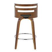 Lumi Source Cosini mid-century modern fixed height barstool set with swivel and round footrest, featuring sleek wooden design