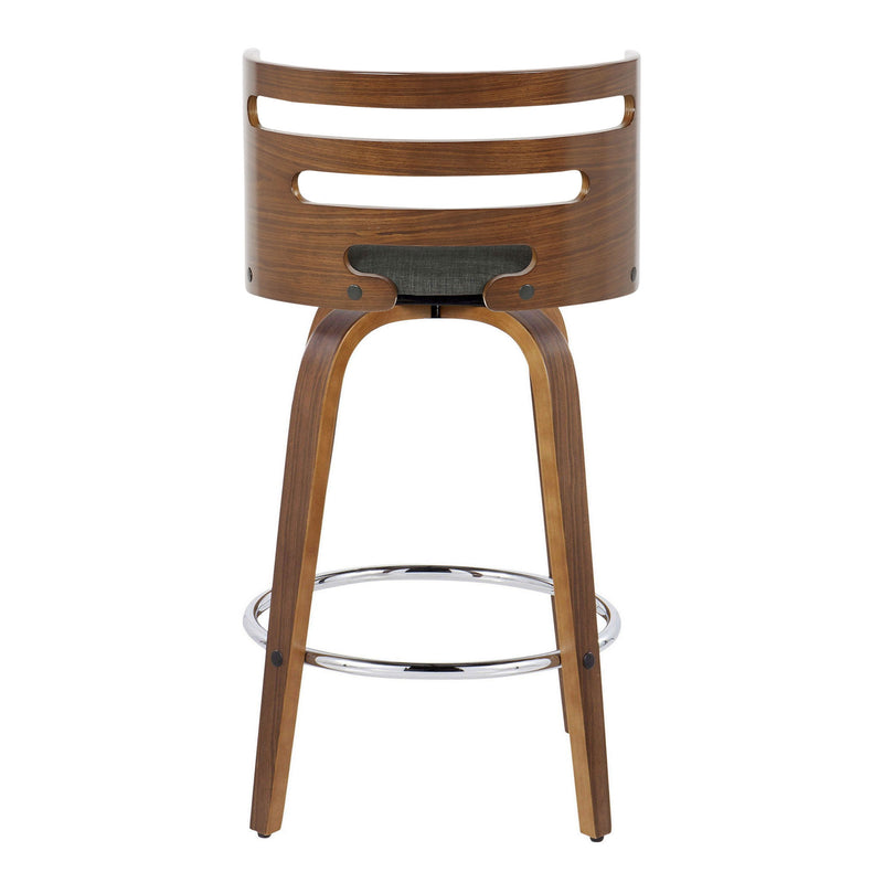Lumi Source Cosini mid-century modern fixed height barstool set with swivel and round footrest, featuring sleek wooden design