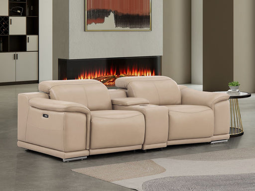 2679 - Genuine Leather Console Loveseat With Dual Power Recliners - R&R Furniture Gallery (Fountain Valley, CA)