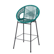 Set of two Noble House Ferrara outdoor patio barstools with metal frames and cushioned seats for outdoor seating.