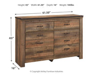 Trinell - Six Drawer Dresser - 61.34" x 15.98" x 42.99" - Brown Dark - R&R Furniture Gallery (Fountain Valley, CA)