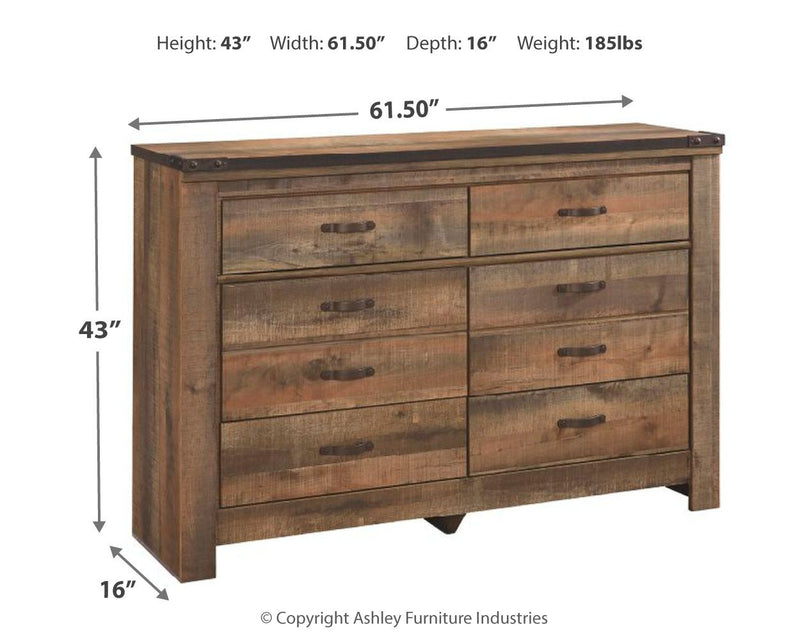 Trinell - Six Drawer Dresser - 61.34" x 15.98" x 42.99" - Brown Dark - R&R Furniture Gallery (Fountain Valley, CA)