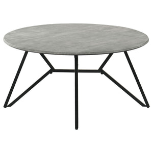 Travis - Round Top Coffee Table With Hairpin Legs - Gray / Black