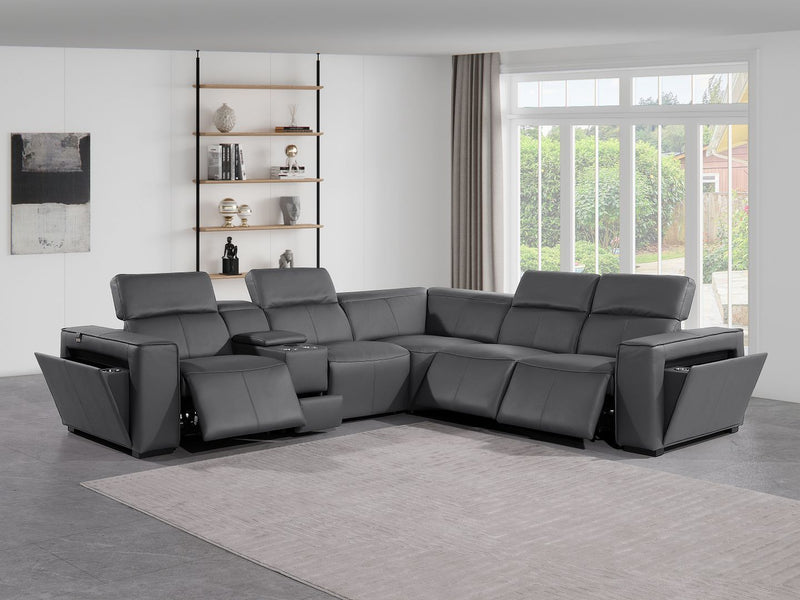 1224 - 6-Piece L-Shaped Sectional Sofa In With 3 Power Recliners & Power Headrests