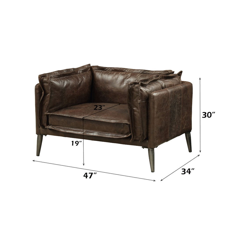 Porchester - Chair - Distress Chocolate Top Grain Leather - R&R Furniture Gallery (Fountain Valley, CA)