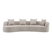 Elegant curved sectional sofa from Noble House with plush foam cushions and a modern stationary design.