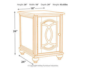 Realyn - Chair Side End Table - Insert Mirror - White / Brown - R&R Furniture Gallery (Fountain Valley, CA)