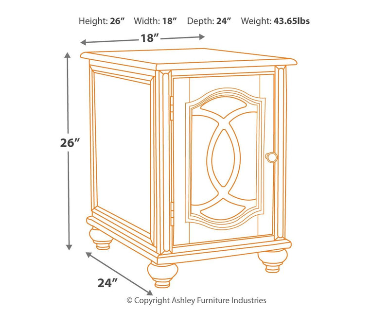 Realyn - Chair Side End Table - Insert Mirror - White / Brown - R&R Furniture Gallery (Fountain Valley, CA)