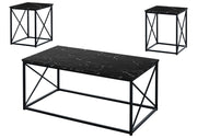 Table Set, Coffee, End, Side, Accent, Living Room, Marble Look Laminate, Contemporary & Modern (Set of 3) - R&R Furniture Gallery (Fountain Valley, CA)
