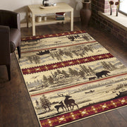 Nature's Nest - 5'3" X 7'3" Lodge Area Rug - Multi / Cream - R&R Furniture Gallery (Fountain Valley, CA)