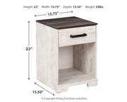 Shawburn - One Drawer Night Stand - Whitewash / Charcoal Gray - R&R Furniture Gallery (Fountain Valley, CA)