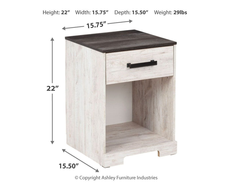 Shawburn - One Drawer Night Stand - Whitewash / Charcoal Gray - R&R Furniture Gallery (Fountain Valley, CA)