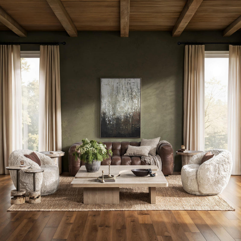 Modern Melina coffee table by Classic Home featuring a sleek wooden surface and sturdy metal legs in a contemporary style.