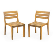 Outdoor Dining Side Chair (Set of 2) - Teak Finish - R&R Furniture Gallery (Fountain Valley, CA)