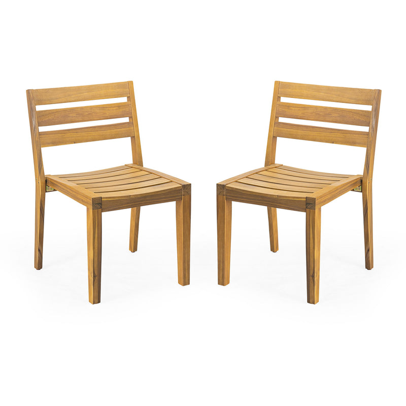 Outdoor Dining Side Chair (Set of 2) - Teak Finish - R&R Furniture Gallery (Fountain Valley, CA)