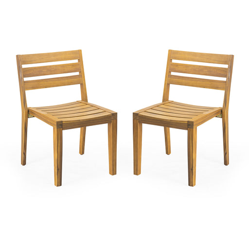 Outdoor Dining Side Chair (Set of 2) - Teak Finish - R&R Furniture Gallery (Fountain Valley, CA)
